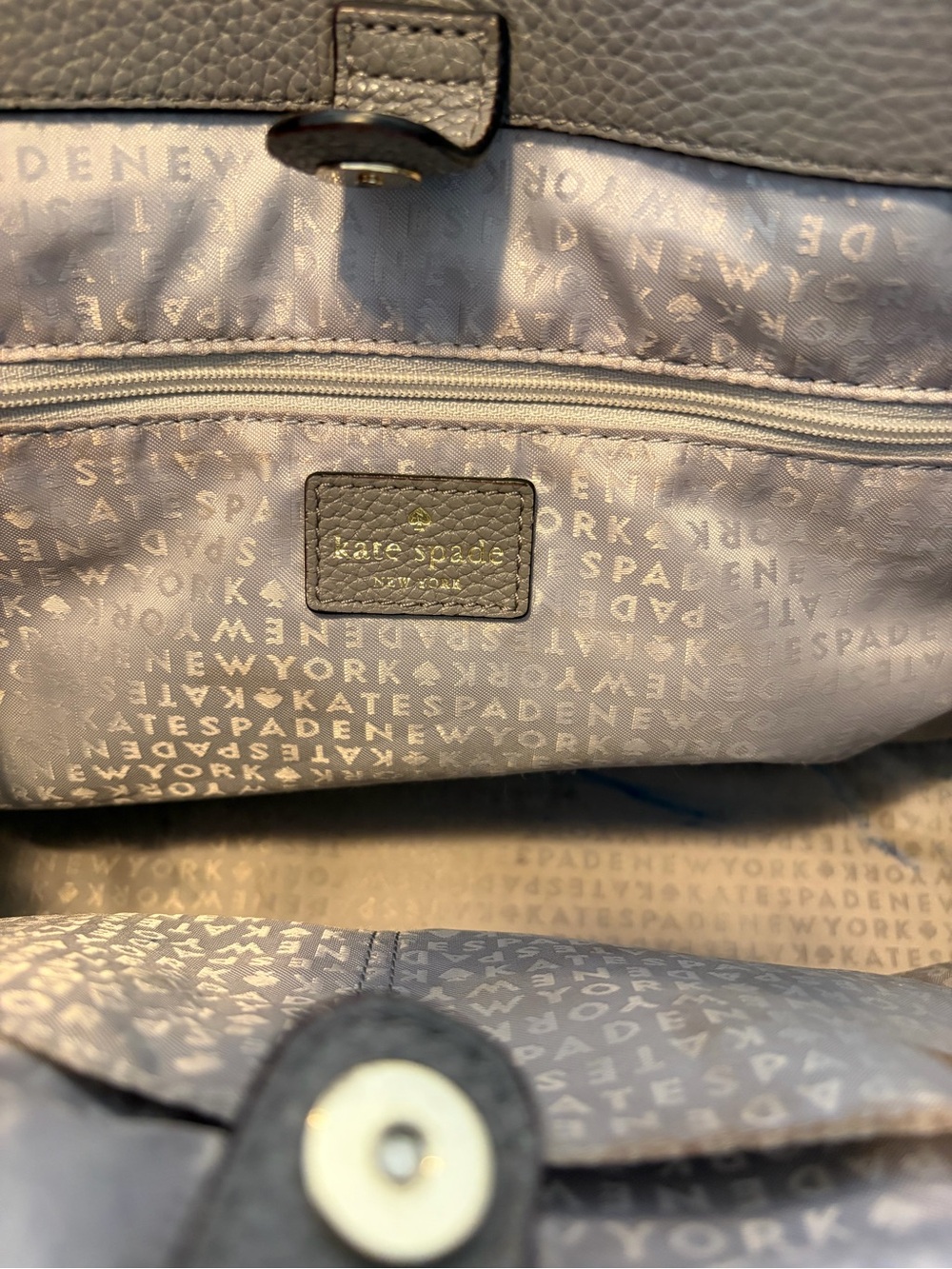 kate spade Pebbled Leather Shoulder Bag in Taupe - Picture 8 of 10